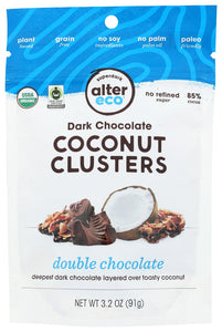 ALTER ECO: Dark Chocolate Coconut Clusters Double Chocolate, 3.20 oz