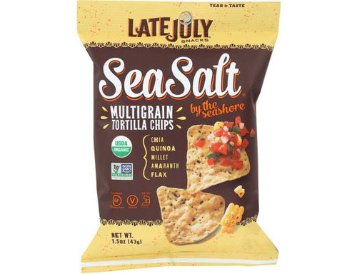 LATE JULY SNACKS Organic Multigrain Sea Salt Tortilla Chips 1.5 oz - Pack of 24